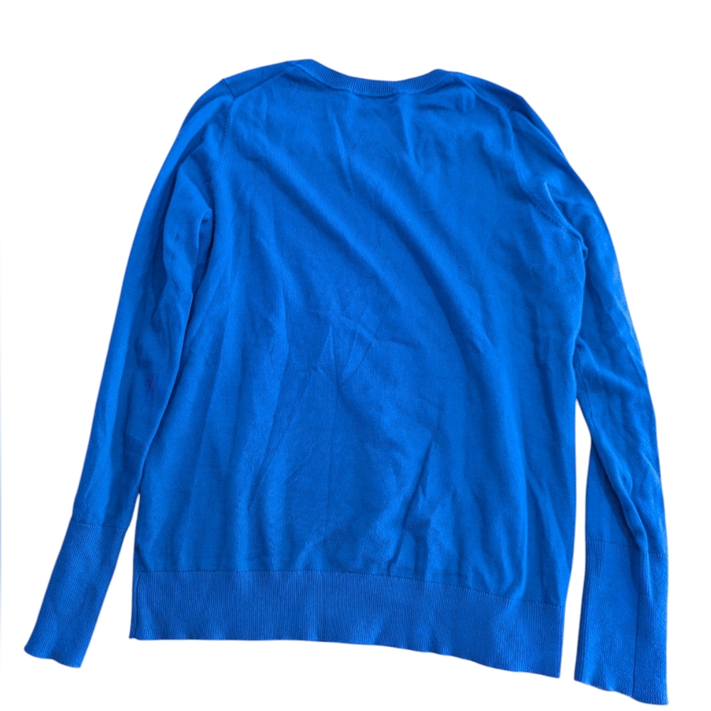 Boden Women's Royal Blue Crewneck Knit Sweater Button Sleeve Deco Sz M EUC - Picture 2 of 14